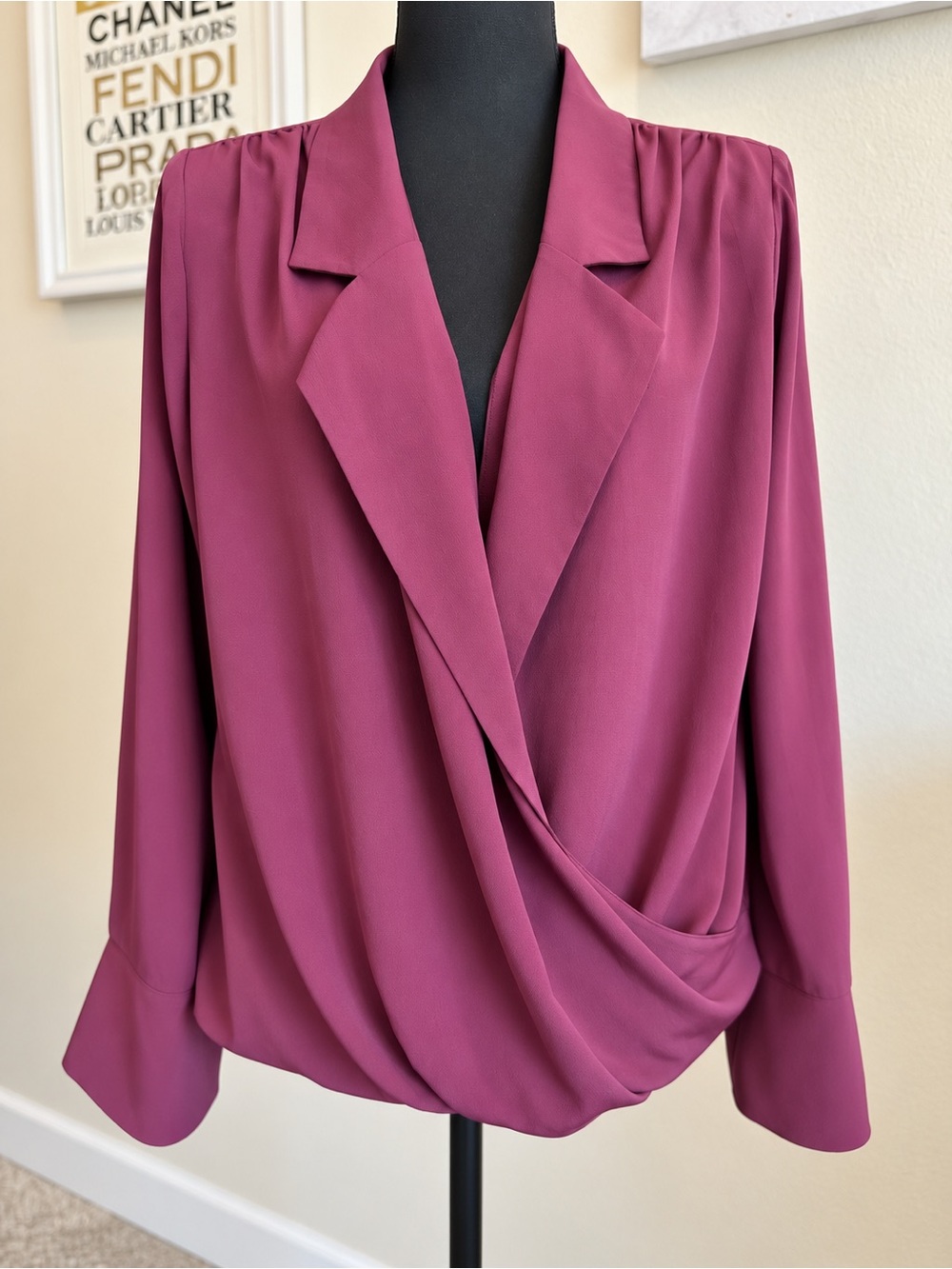 ASOS DESIGN Burgundy Draped Wrap Blouse 12 ~ NWT